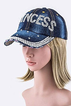 Crystal PRINCESS Embelished Fashion Denim Cap LA-HT277X113