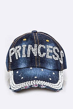 Crystal PRINCESS Embelished Fashion Denim Cap LA-HT277X113