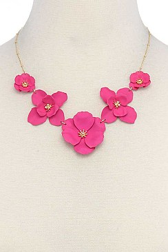 5-FLOWER LINK FASHION NECKLACE