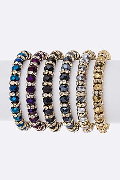 Pack of 12 Crystal Stretch Bracelet Set