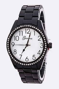 Chic Simple Crystal Bezel Bracelet Watch LA-1161