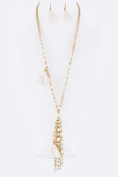 LACE FLOWER & BEADS NECKLACE SET