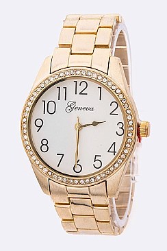 Chic Simple Crystal Bezel Bracelet Watch LA-1161