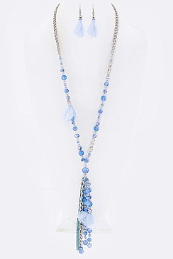 LACE FLOWER & BEADS NECKLACE SET