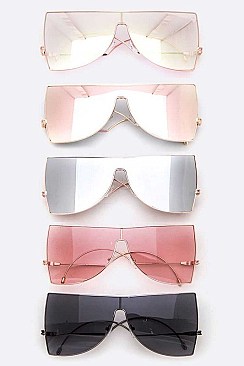 PACK OF 12 OVER SIZED MIX TINT SHIELD SUNGLASSES