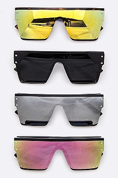 PACK OF 12 MIRROR TINT SHIELD INSPIRED SUNGLASSES