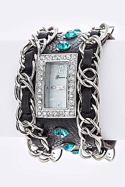 Unique Faux Leather Iconic Bracelet Watch LA-1596