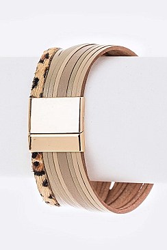 MAGNETIC MIXED LEATHER BRACELET