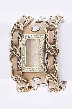 Unique Faux Leather Iconic Bracelet Watch LA-1596