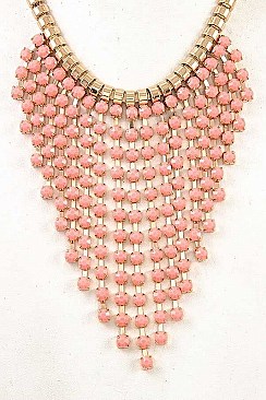 FRINGE BEADS BIB NECKLACE SET