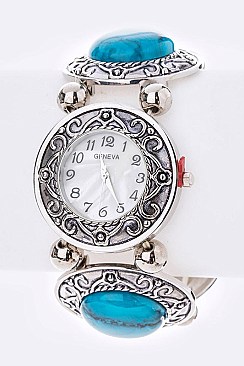 Stylish Genuine Stone Stretch Watch LA-1572