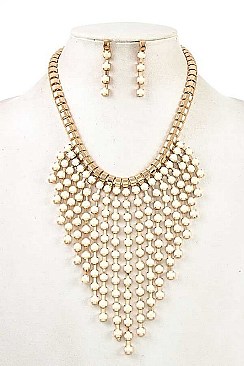 FRINGE BEADS BIB NECKLACE SET