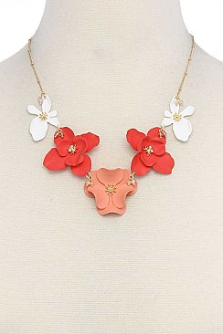 LINKED FULL BLOOM FLOWERS NECKLACE