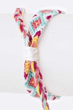 Pack of 12 Weaved Pattern String Bracelet Set