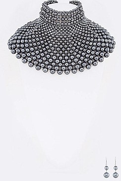 PEARL COLLAR STATEMENT NECKLACE SET