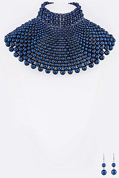 PEARL COLLAR STATEMENT NECKLACE SET