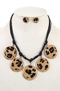 ROUND ANIMAL PRINT LINK NECKLACE SET
