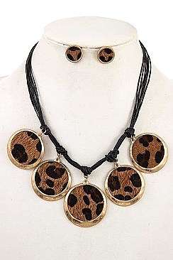 ROUND ANIMAL PRINT LINK NECKLACE SET