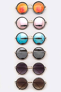 Pack of 12 Pieces Iconic Mix Tint Round Sunglasses LA108-96095RV