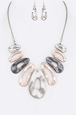 Flat Glossy Ovate Bib Necklace Set