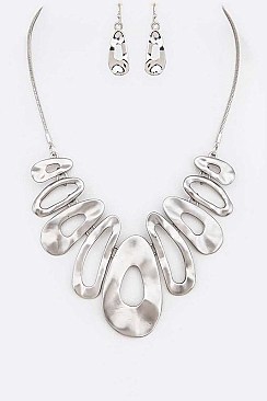 Flat Glossy Ovate Bib Necklace Set