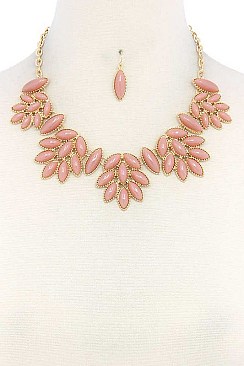 CHIC POINTED OVAL BEADED STATEMENT NECKLACE JY-DN2699