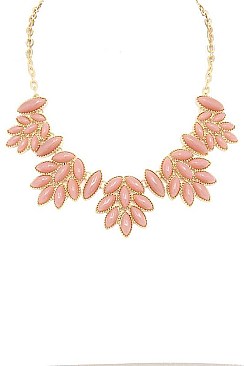 CHIC POINTED OVAL BEADED STATEMENT NECKLACE JY-DN2699