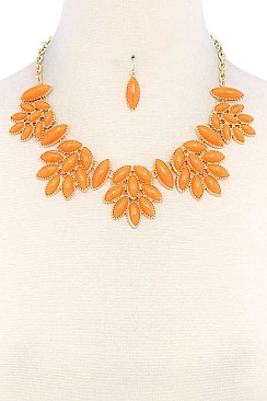 CHIC POINTED OVAL BEADED STATEMENT NECKLACE JY-DN2699