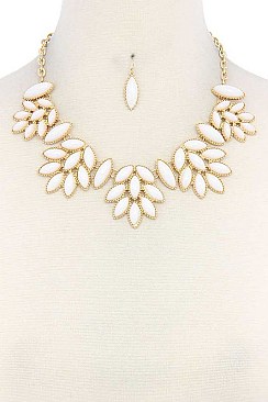 CHIC POINTED OVAL BEADED STATEMENT NECKLACE JY-DN2699