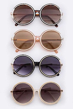 Pack of 12 Pieces Oversize Round Framed Sunglasses LA113-POP8117