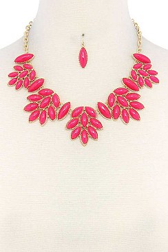 CHIC POINTED OVAL BEADED STATEMENT NECKLACE JY-DN2699