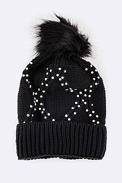 Pack of 12Pcs Assorted Raised Knit Stone Beanie