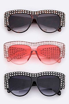 Pack of 12 Pieces Crystal Accent Iconic Designed Sunglasses LA113-POP8168