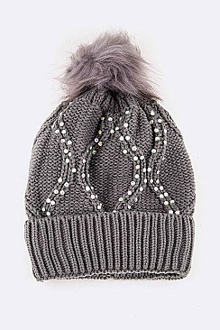 Pack of 12Pcs Assorted Raised Knit Stone Beanie