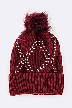 Pack of 12Pcs Assorted Raised Knit Stone Beanie