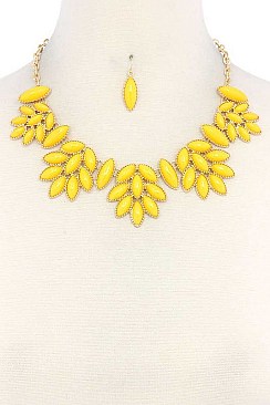 CHIC POINTED OVAL BEADED STATEMENT NECKLACE JY-DN2699