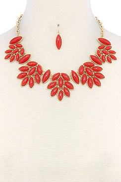 CHIC POINTED OVAL BEADED STATEMENT NECKLACE JY-DN2699