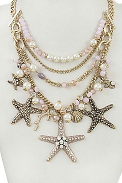 PEARL & BEAD MULTI LAYERED NECKLACE