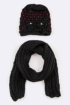 Pack of 12Pcs Diamond Knit Beanie & Scarf Set