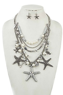 PEARL & BEAD MULTI LAYERED NECKLACE