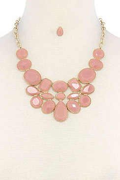 POSH GEOMETRIC BEADED STATEMENT NECKLACE JY-DN2710