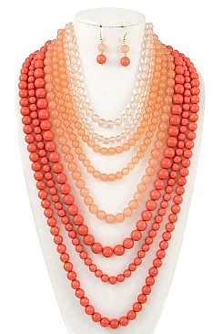 MULTI ROW CHUNKY BEAD NECKLACE SET