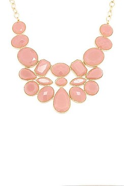 POSH GEOMETRIC BEADED STATEMENT NECKLACE JY-DN2710