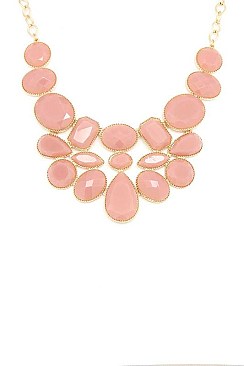 POSH GEOMETRIC BEADED STATEMENT NECKLACE JY-DN2710