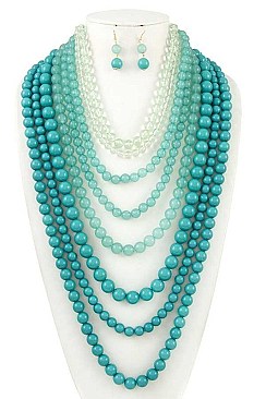 MULTI ROW CHUNKY BEAD NECKLACE SET