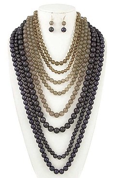 MULTI ROW CHUNKY BEAD NECKLACE SET