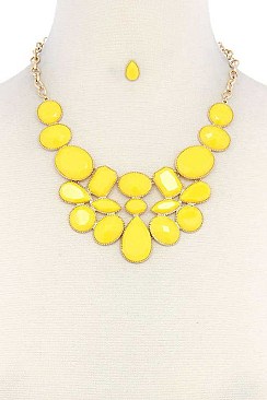 POSH GEOMETRIC BEADED STATEMENT NECKLACE JY-DN2710