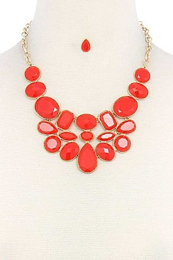 POSH GEOMETRIC BEADED STATEMENT NECKLACE JY-DN2710