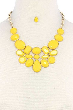 POSH GEOMETRIC BEADED STATEMENT NECKLACE JY-DN2710