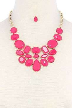 POSH GEOMETRIC BEADED STATEMENT NECKLACE JY-DN2710